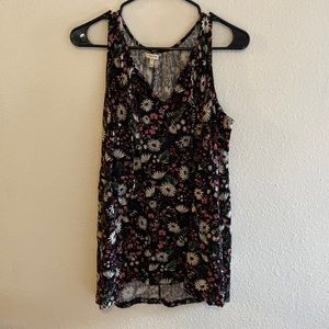 Maurices long floral front tie tank top